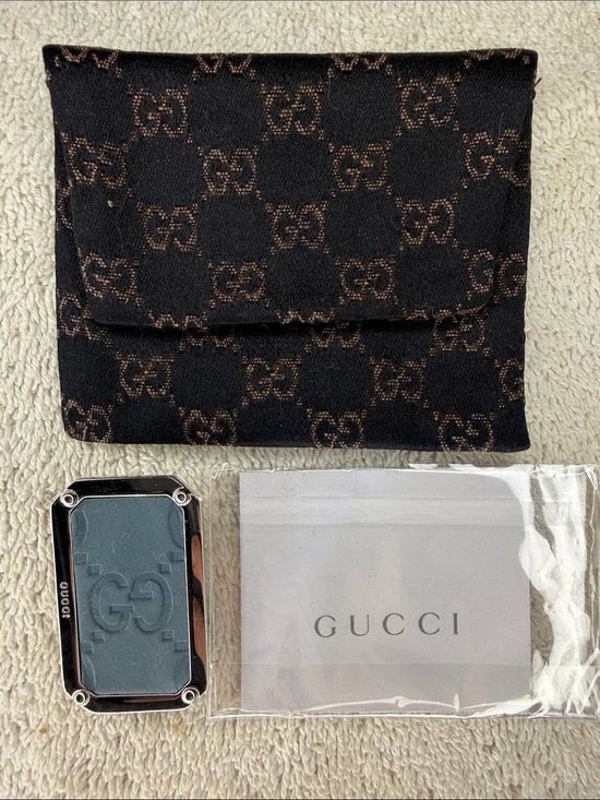 Gucci Other - Gucci Guccissima GG Logo Leather Silver Tone Money Clip Wallet Accessory